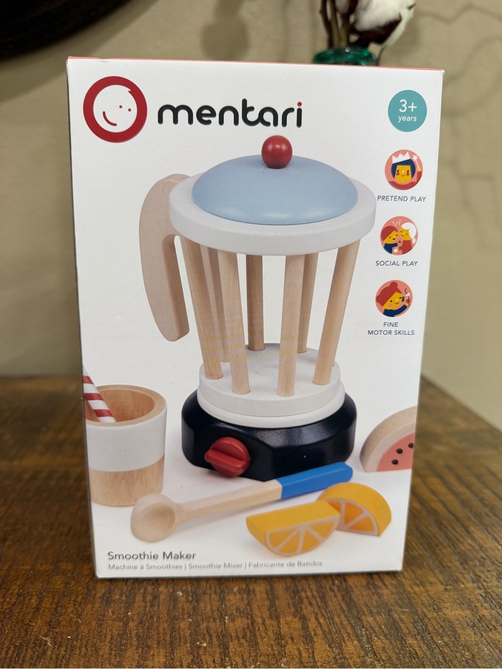 Mentari Kids Smoothie Maker Toy, Natural Wooden Playset, new!